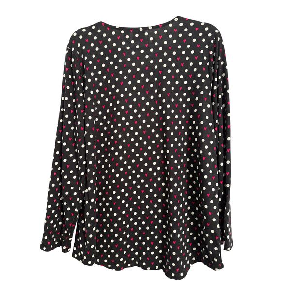 Chico's Women's XL Whimsigoth Heart Polka Dot Long Sleeve Cotton Modal Shirt - Picture 2 of 12